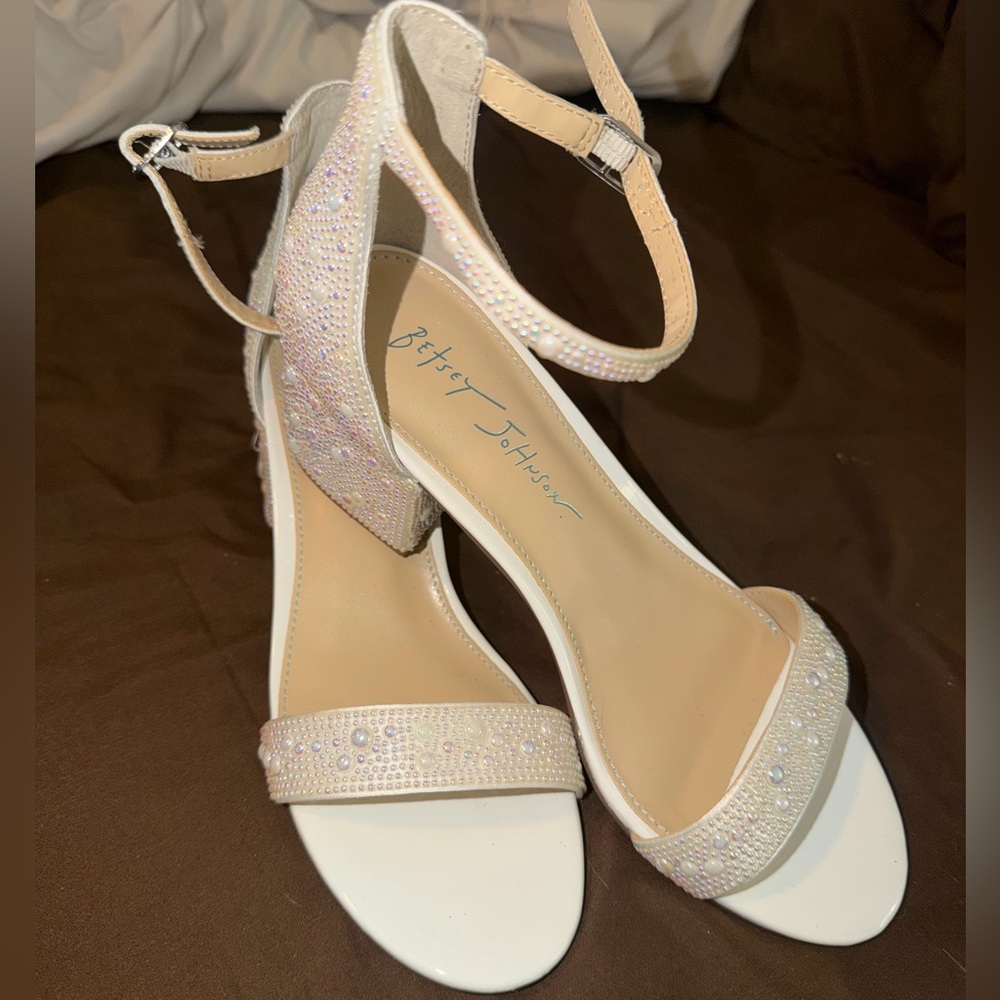 Betsey Johnson Sparkling Beige Heels